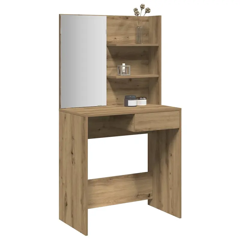 Tocador con espejo roble artisan 74,5x40x141 cm