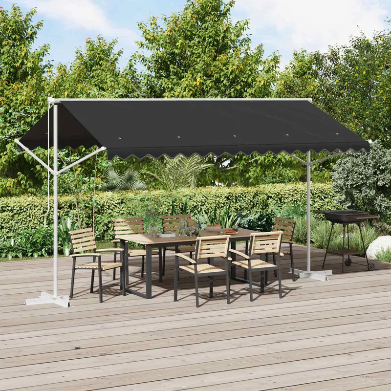 Toldo independiente 4 x 3 m Poliéster Gris antracita