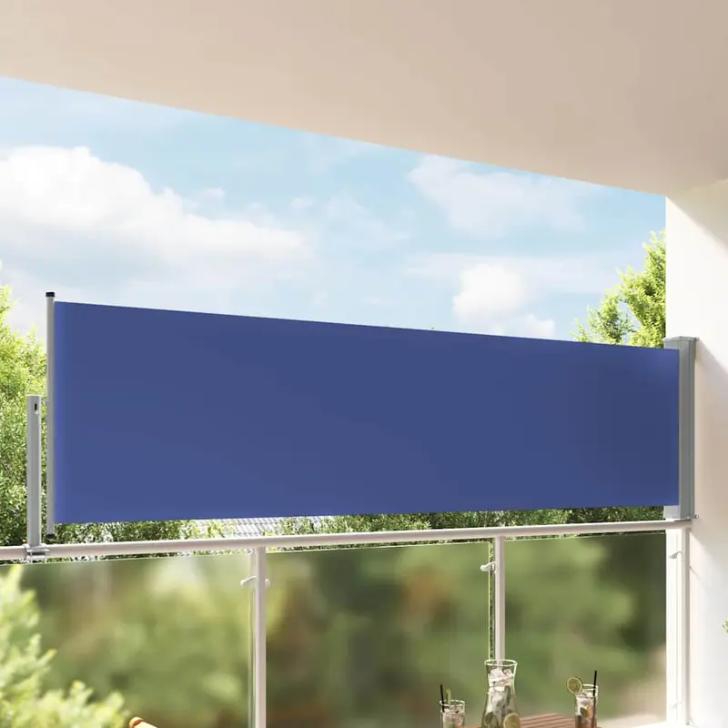 Toldo lateral retráctil de jardín azul 100x300 cm