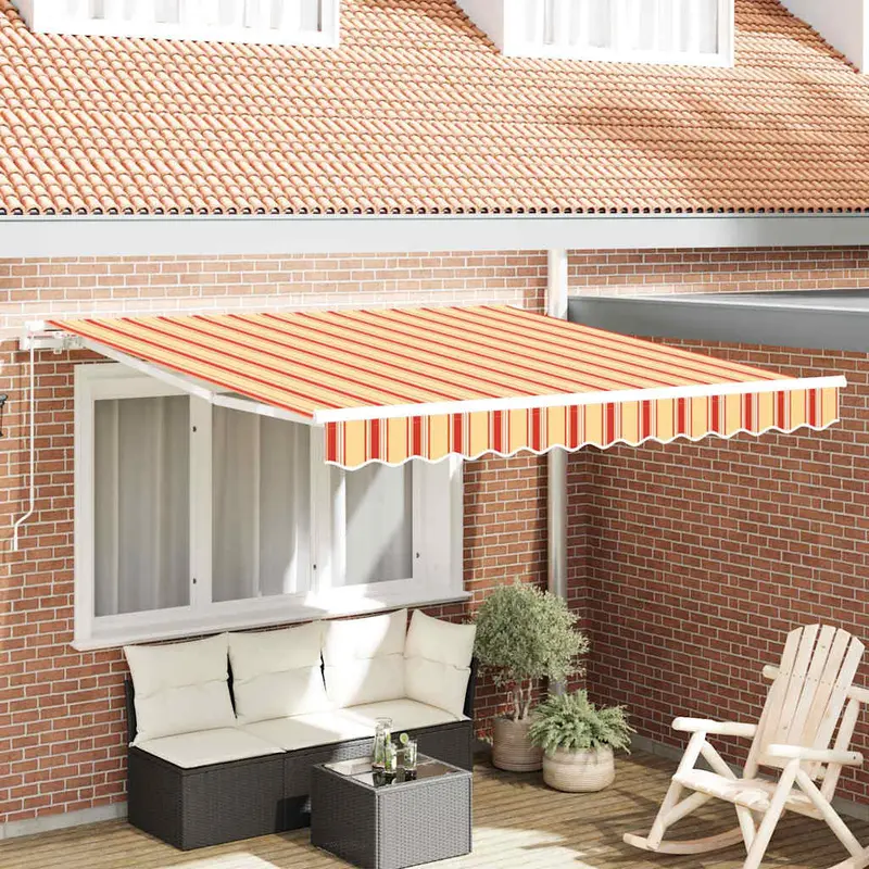 Toldo Manual Amarillo y Naranja 350 x 250 x 165 cm Poliéster