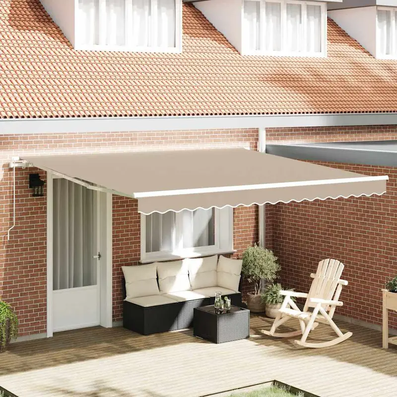 Toldo Manual Beige 400 x 350 cm Poliéster y metal