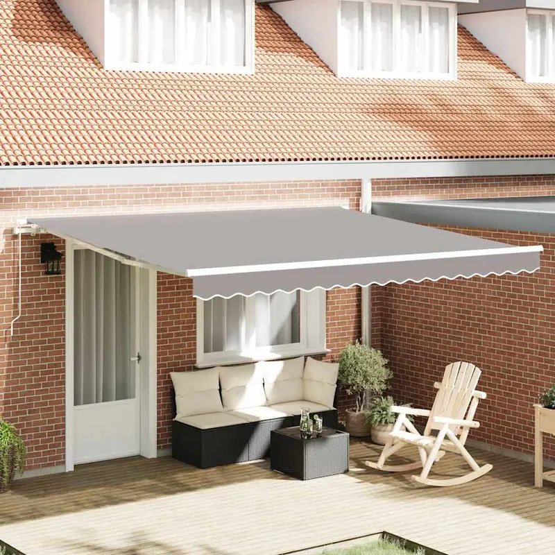 Toldo Manual Gris claro 400 x 350 x 165 cm Poliéster y metal