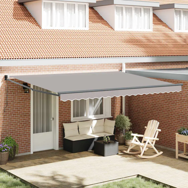 Toldo Manual Gris Claro 450 x 300 x 165 cm Poliéster y metal