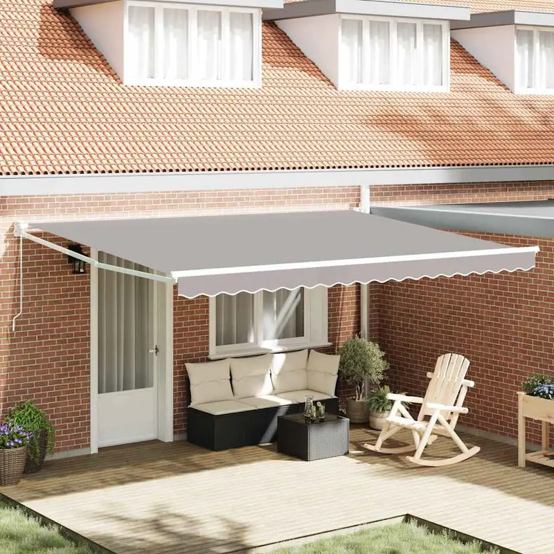 Toldo Manual Gris Claro 450 x 300 x 165 cm Poliéster y metal