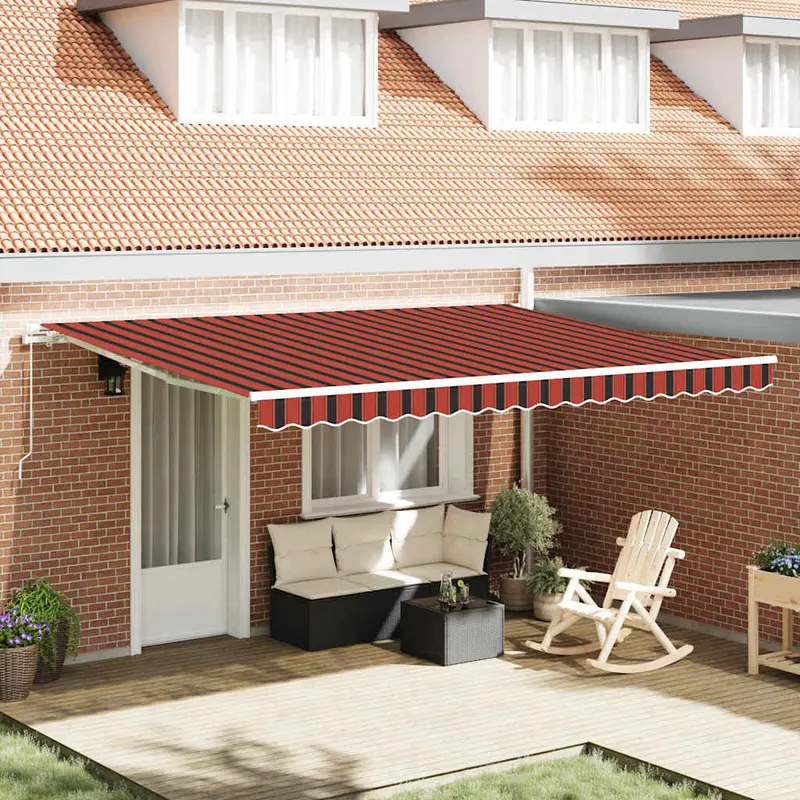 Toldo Manual Naranja y Marrón 450 x 350 x 165 cm Poliéster