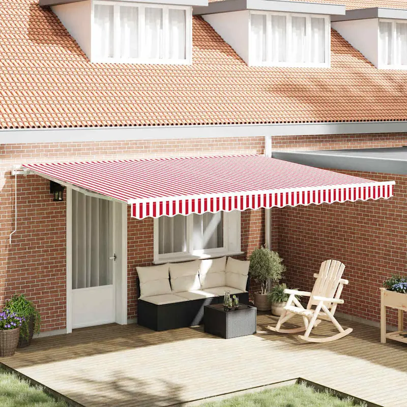 Toldo Manual Rojo y 450 x 350 x 165 cm Poliéster