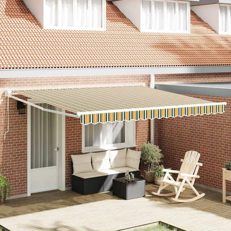 Toldo Manual Verde y 400 x 350 x 165 cm Poliéster y metal