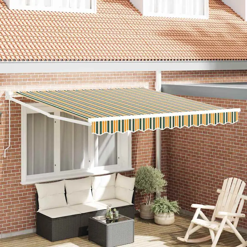 Toldo Manual Verde y amarillo 300 x 250 x 165 cm Poliéster