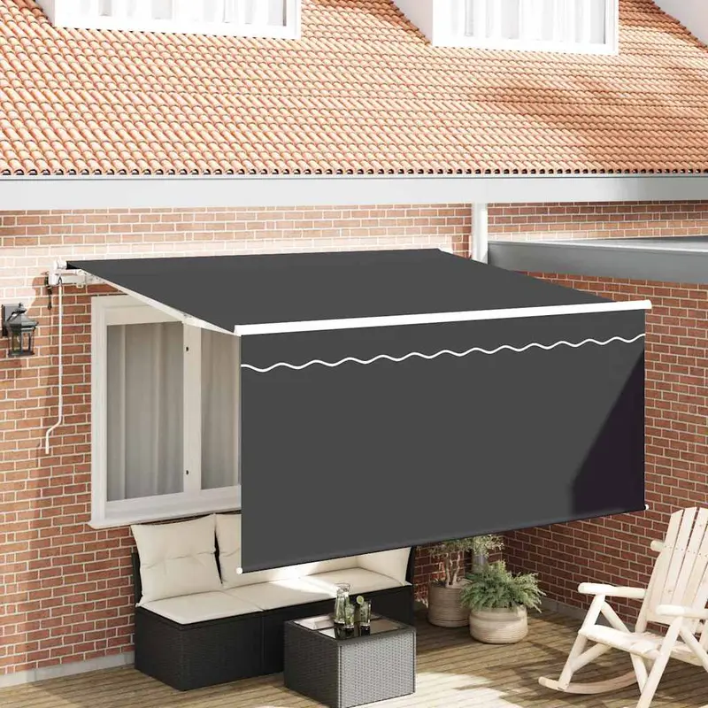 Toldo Retráctil Antracita 300 x 200 cm Poliéster y Aluminio