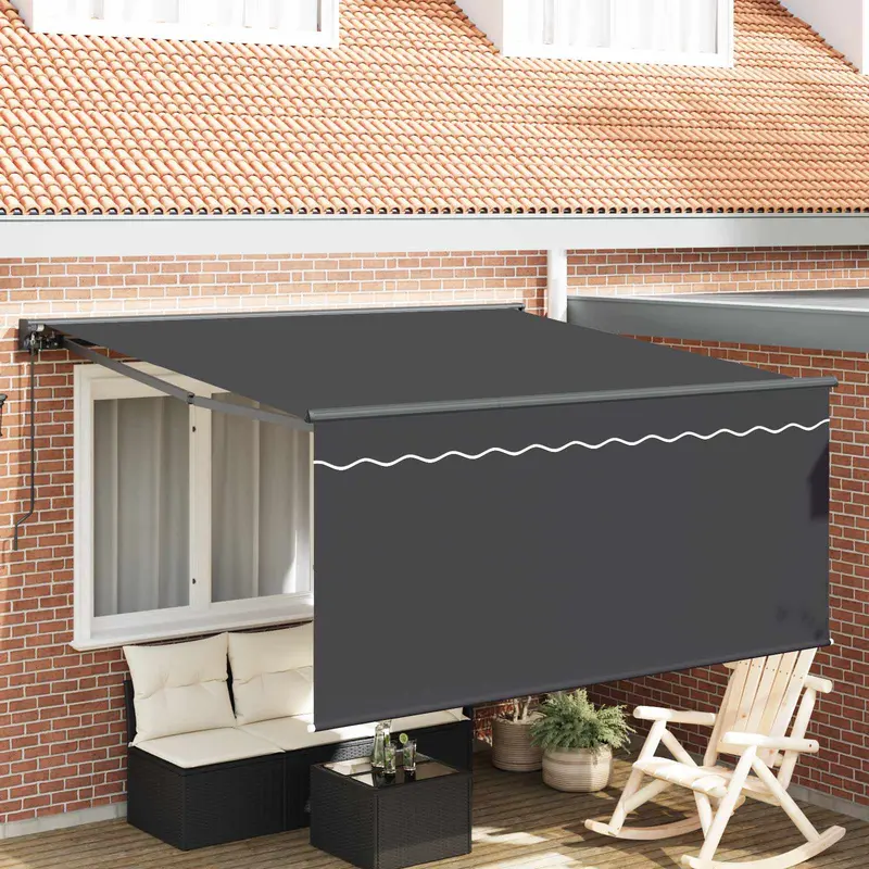 Toldo Retráctil Antracita 300 x 250 cm Poliéster y Aluminio