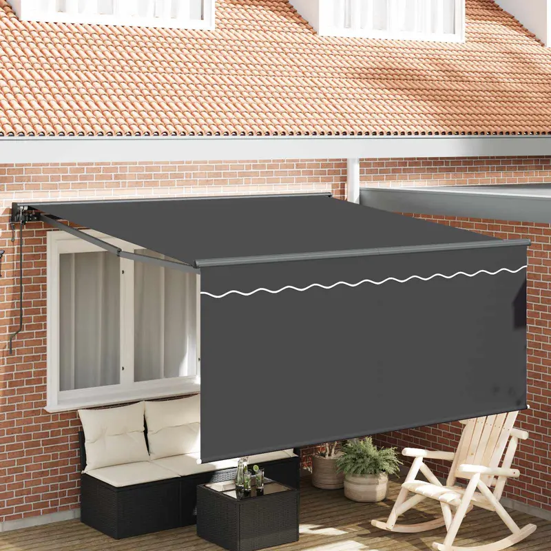 Toldo Retráctil Antracita 300 x 250 cm Poliéster y Aluminio