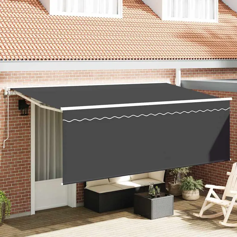 Toldo Retráctil Antracita 350 x 200 cm Poliéster y Aluminio