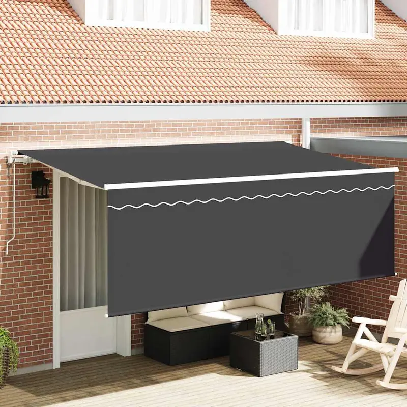 Toldo Retráctil Antracita 350 x 200 cm Poliéster y Aluminio
