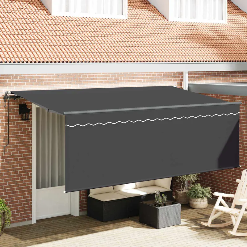 Toldo Retráctil Antracita 400 x 200 cm Poliéster y Aluminio