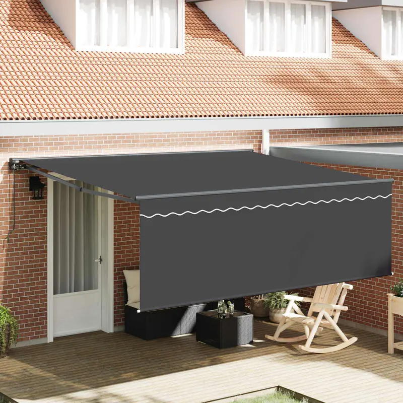 Toldo Retráctil Antracita 400 x 300 cm Poliéster y Aluminio