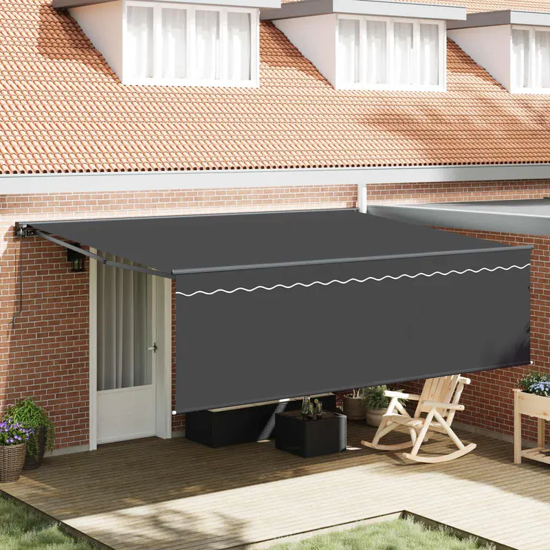Toldo Retráctil Antracita 450 x 300 cm Poliéster y Aluminio