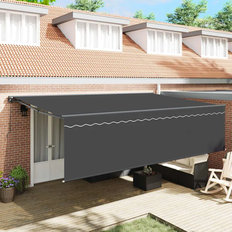 Toldo Retráctil Antracita 500 x 300 cm Poliéster y Aluminio