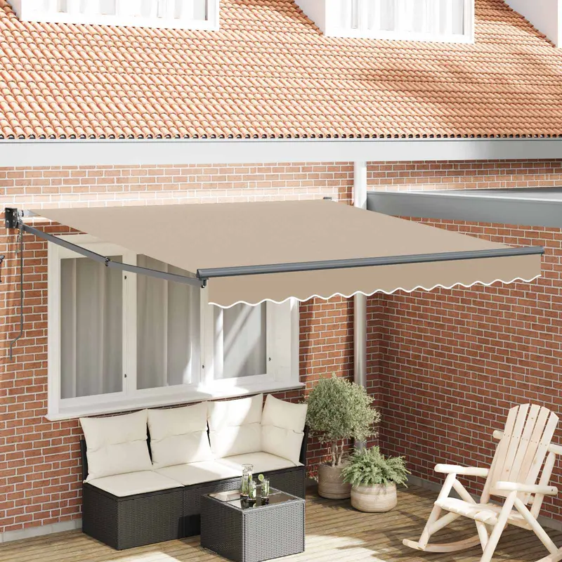 Toldo Retráctil Beige 350 x 250 cm Poliéster y Aluminio