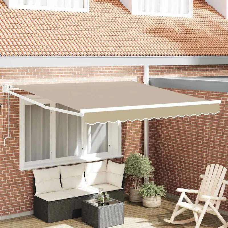 Toldo Retráctil Beige 350 x 250 cm Poliéster y Aluminio