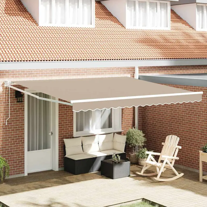 Toldo Retráctil Beige 400 x 300 cm Poliéster y Aluminio