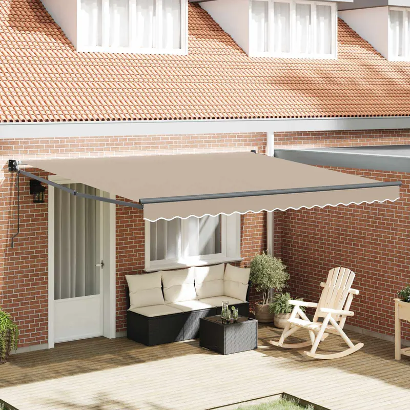 Toldo Retráctil Beige 400 x 300 cm Poliéster y Aluminio
