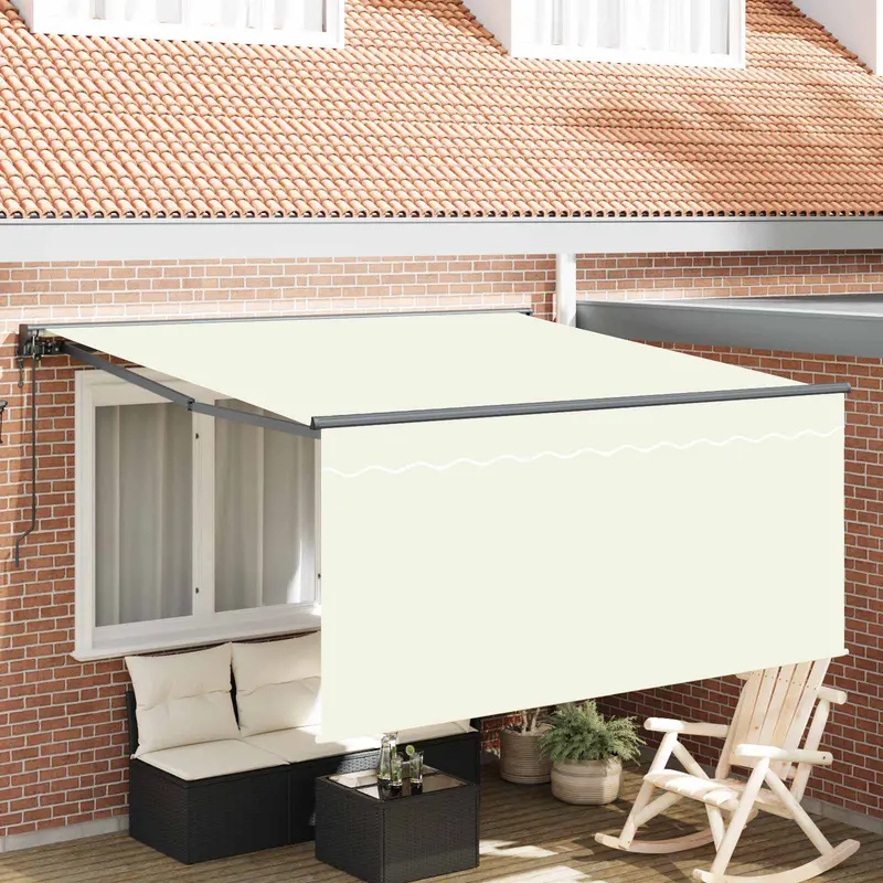 Toldo Retráctil Crema 350 x 250 cm Poliéster y Aluminio
