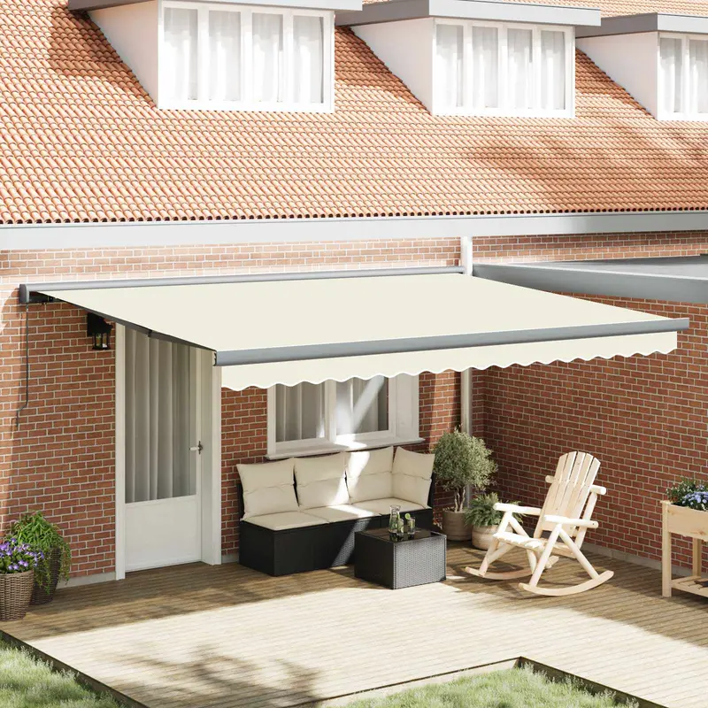Toldo Retráctil Crema y gris 400 x 300 cm Lona y Aluminio