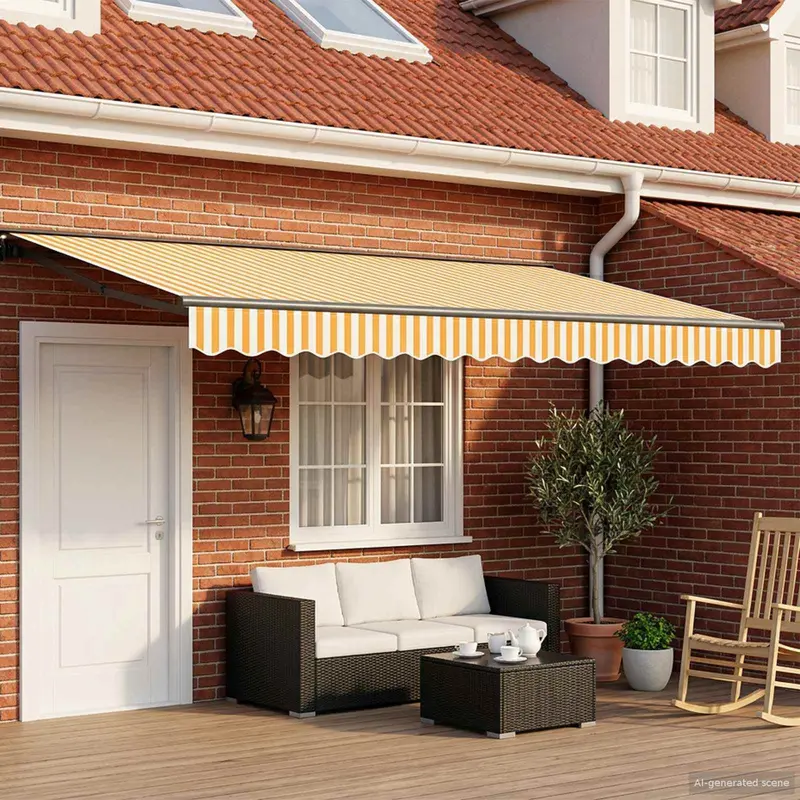 Toldo Retráctil Eléctrico Amarillo, Blanco, Antracita 4 x 2 m