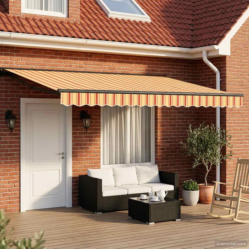 Toldo Retráctil Eléctrico Amarillo, Naranja, Antracita 5 x 3 m