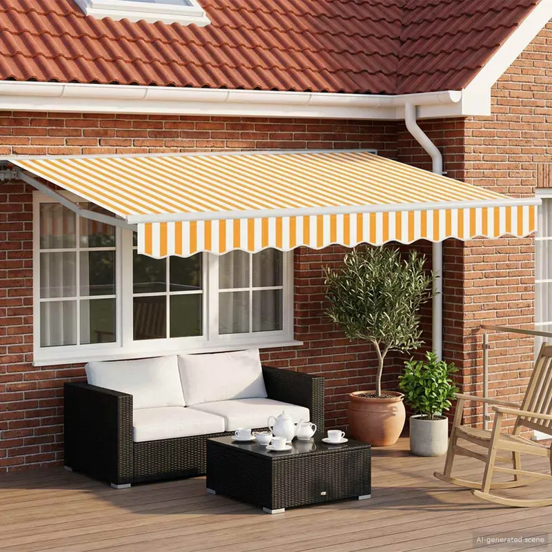 Toldo Retráctil Eléctrico Amarillo y 3,5 x 2 m