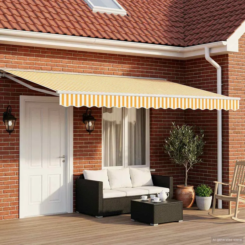 Toldo Retráctil Eléctrico Amarillo y 5 x 3,5 m