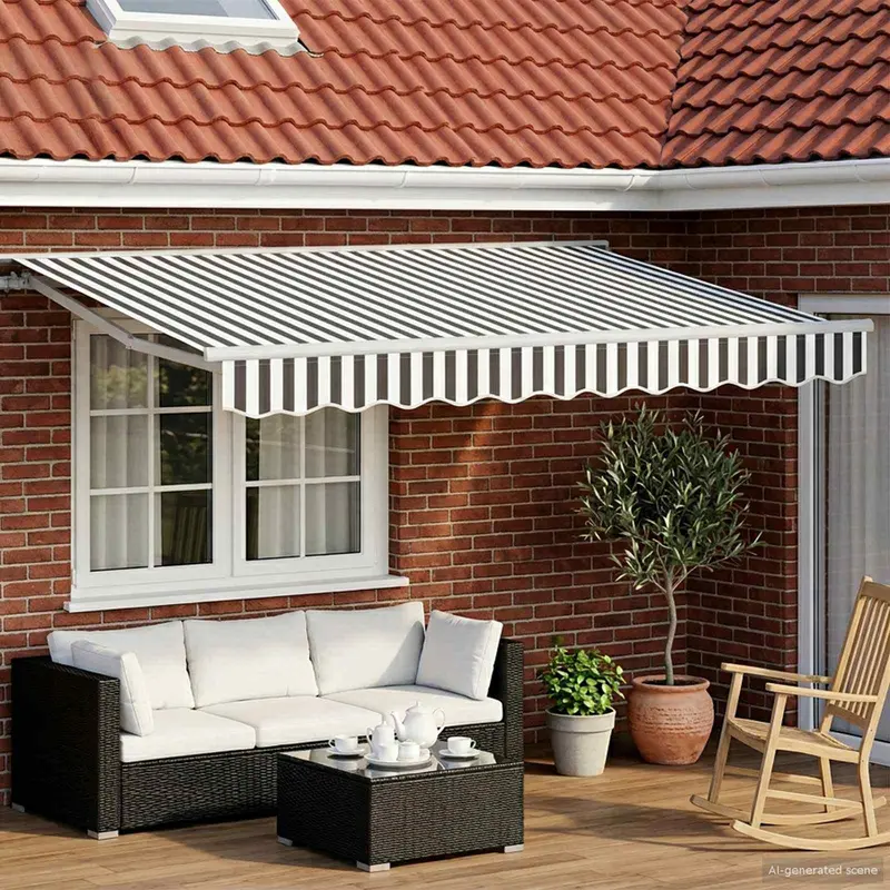 Toldo Retráctil Eléctrico Antracita y Blanco 3 x 2 m