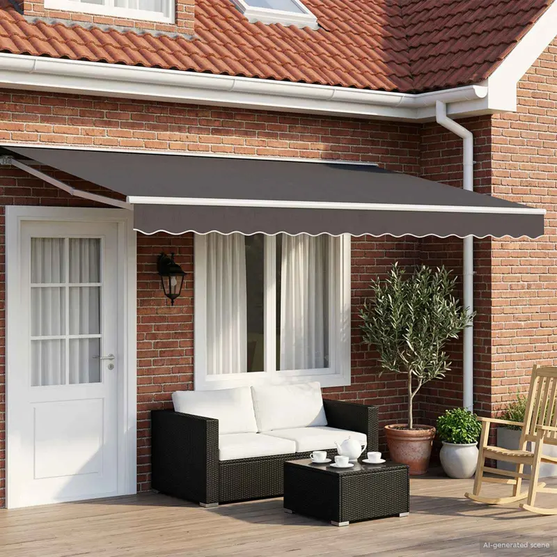 Toldo Retráctil Eléctrico Antracita y Blanco 4,5 x 3,5 m