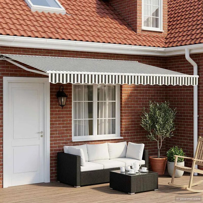 Toldo Retráctil Eléctrico Antracita y Blanco 4,5 x 3 m