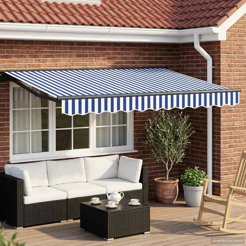 Toldo Retráctil Eléctrico Azul, Blanco, Antracita 3 x 2 m