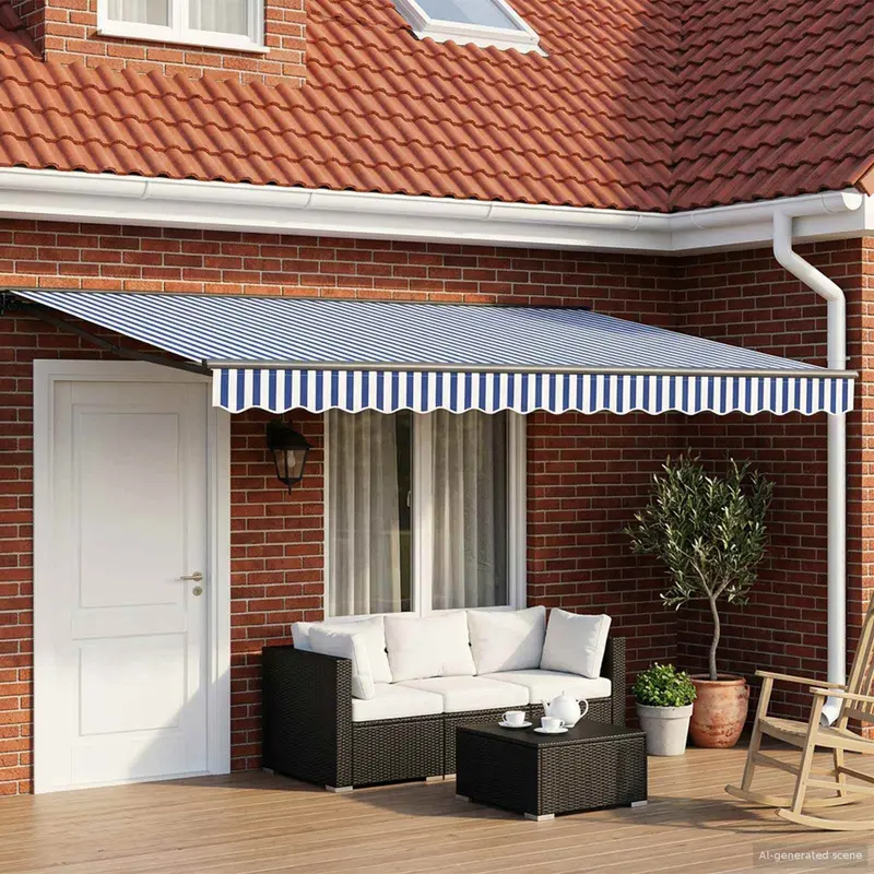 Toldo Retráctil Eléctrico Azul, Blanco, Antracita 4 x 3,5 m