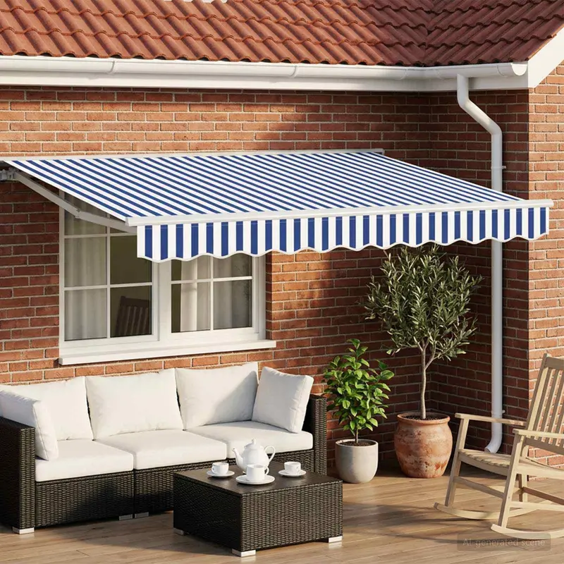 Toldo Retráctil Eléctrico Azul y 3 x 2,5 m
