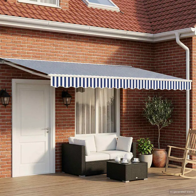 Toldo Retráctil Eléctrico Azul y 4 x 3 m