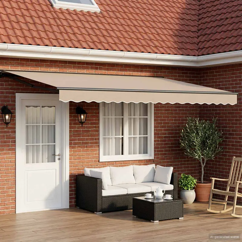 Toldo Retráctil Eléctrico Beige y Antracita 5 x 3 m