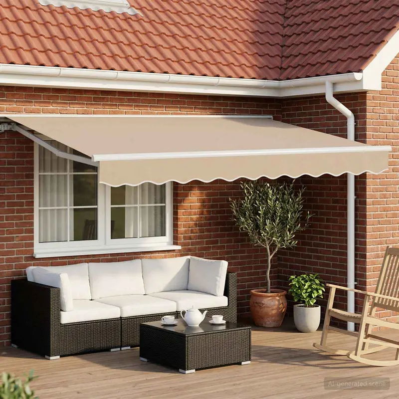 Toldo Retráctil Eléctrico Beige y Blanco 3 x 2,5 m
