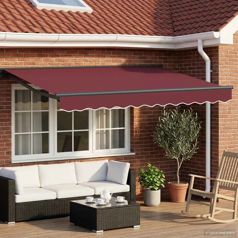 Toldo Retráctil Eléctrico Borgoña y Antracita 2,5 x 2 m