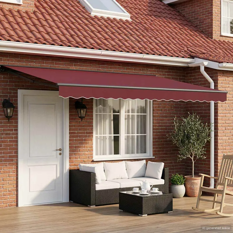 Toldo Retráctil Eléctrico Borgoña y Antracita 4 x 3 m
