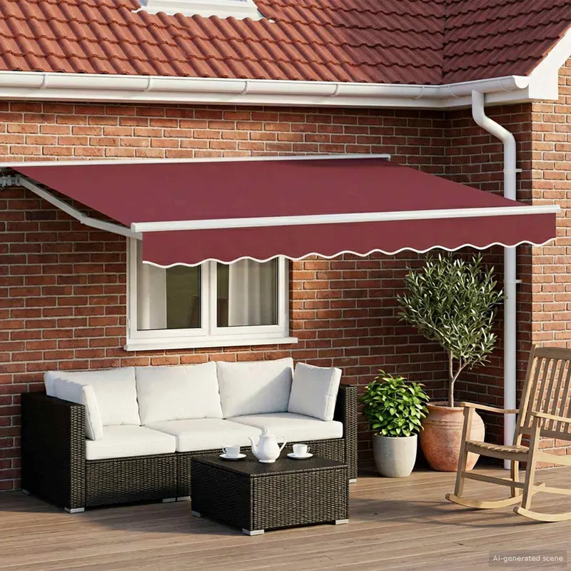 Toldo Retráctil Eléctrico Borgoña y Blanco 3,5 x 2,5 m