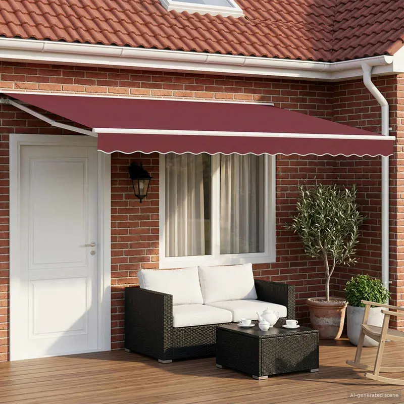 Toldo Retráctil Eléctrico Borgoña y Blanco 4 x 2 m