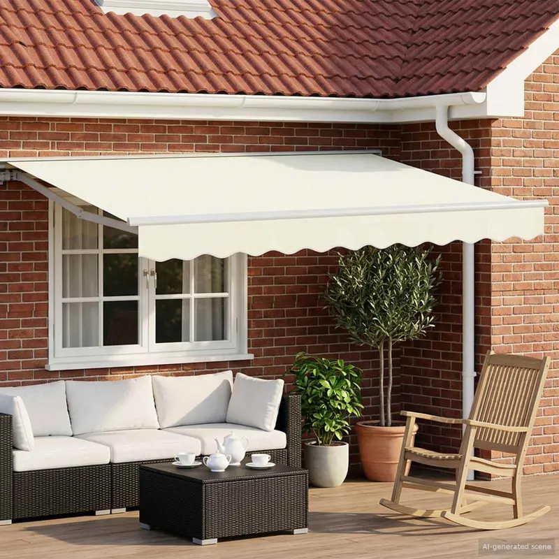 Toldo Retráctil Eléctrico Crema y Blanco 3 x 2,5 m