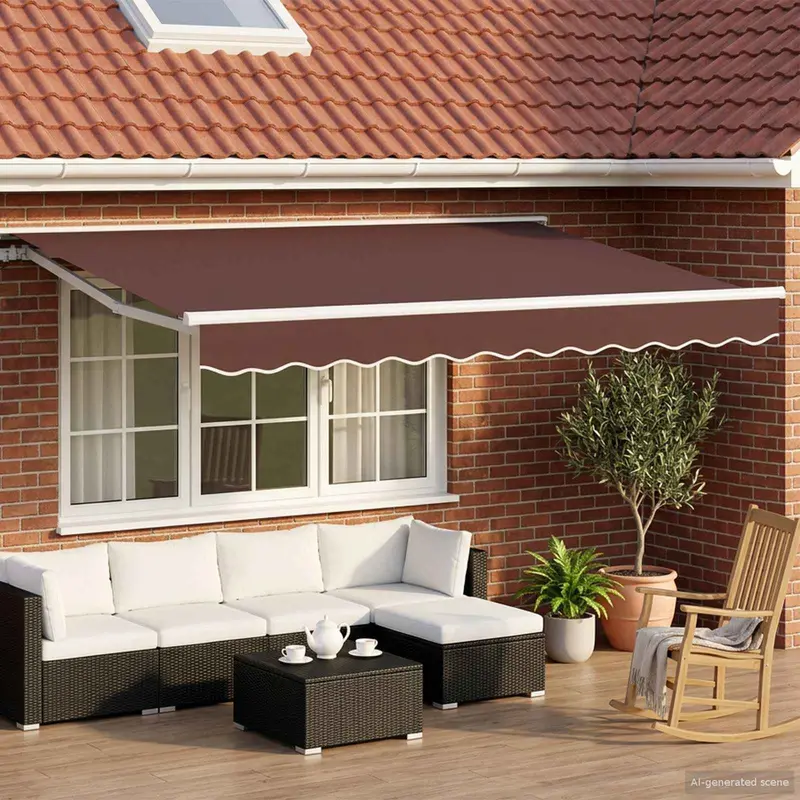 Toldo Retráctil Eléctrico Marrón y blanco 2,5 x 2 m