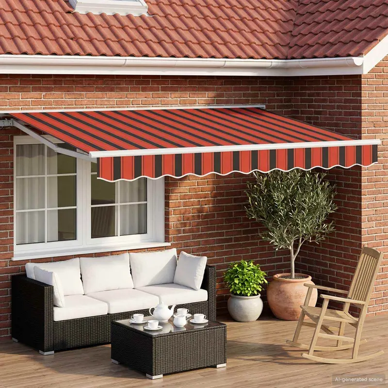 Toldo Retráctil Eléctrico Naranja, Negro y Blanco 2,5 x 2 m