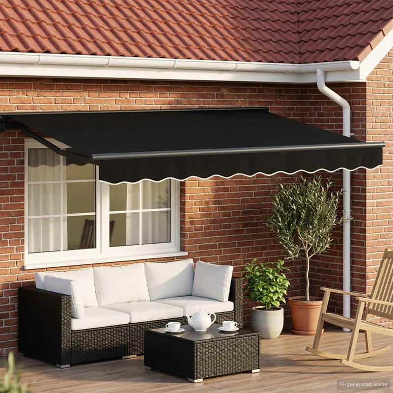 Toldo Retráctil Eléctrico Negro y Antracita 3 x 2,5 m