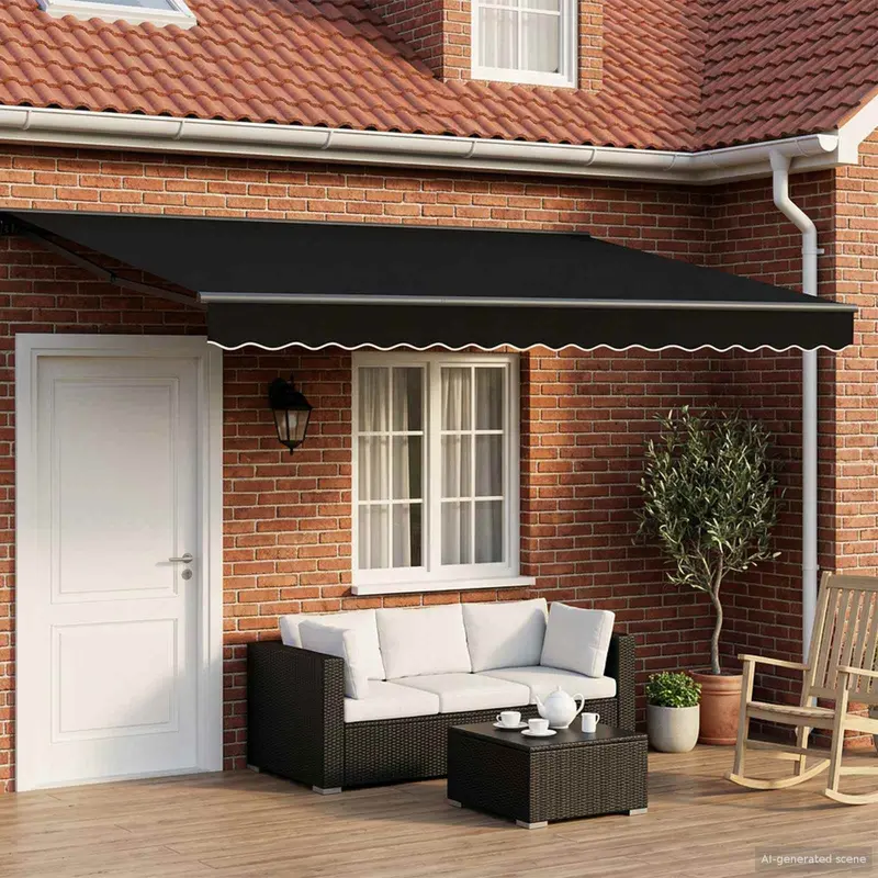 Toldo Retráctil Eléctrico Negro y Antracita 4 x 3,5 m