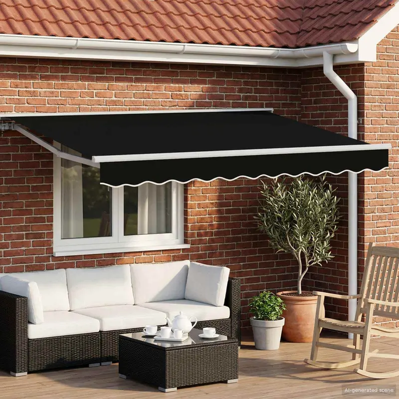Toldo Retráctil Eléctrico Negro y Blanco 3 x 2,5 m